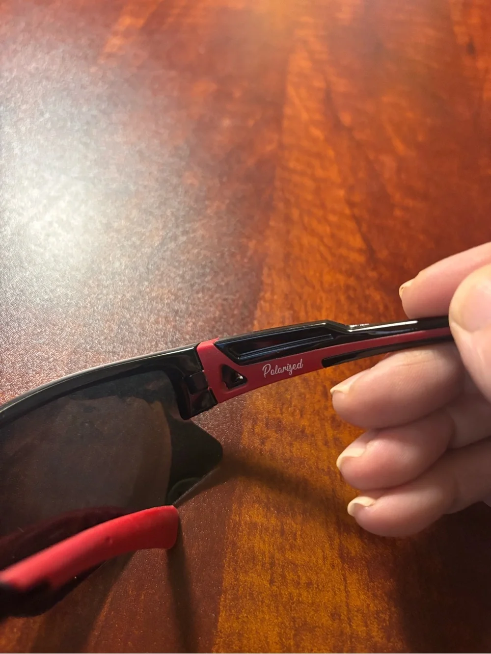 Polarized Sport Sunglasses Red Mirror Wrap UV400 Cycling Running Golf Black Red